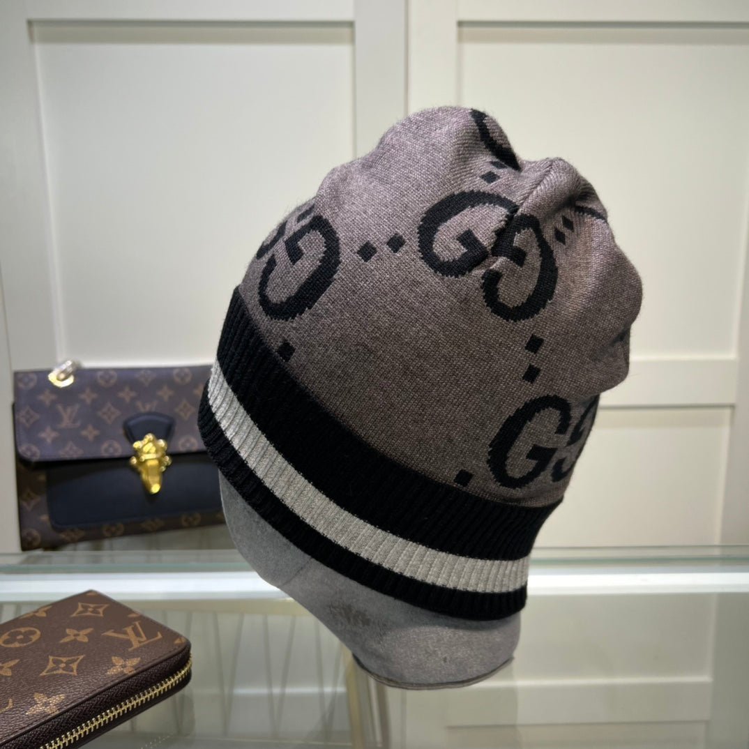 Gucci GG Jacquard Wool Knit Beanie | Luxury Designer Winter Hat - Serene