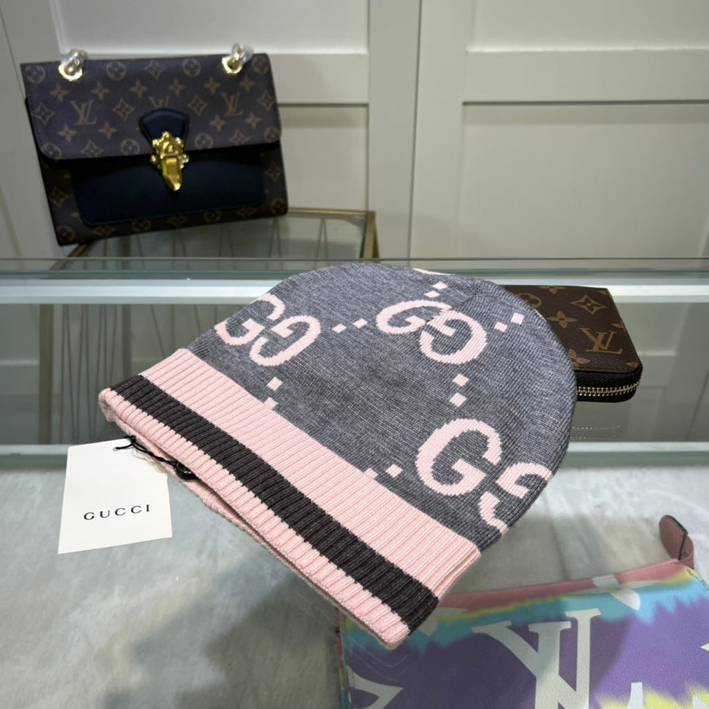 Gucci GG Jacquard Wool Knit Beanie | Luxury Designer Winter Hat - Serene