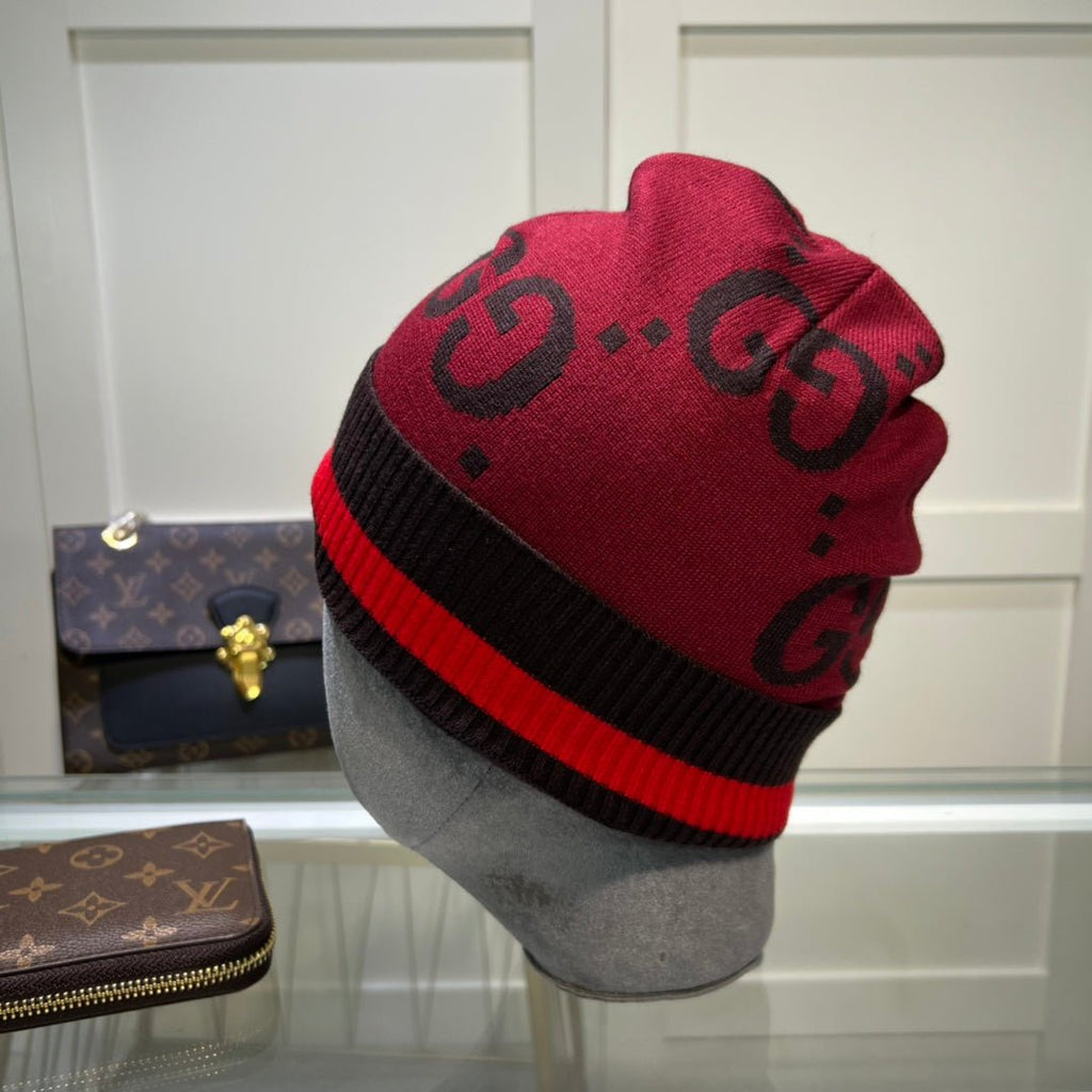 Gucci GG Jacquard Wool Knit Beanie | Luxury Designer Winter Hat - Serene