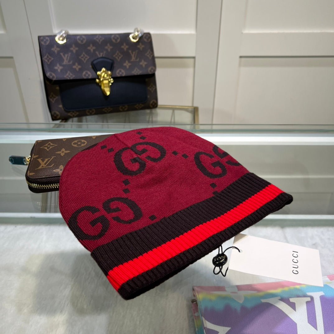 Gucci GG Jacquard Wool Knit Beanie | Luxury Designer Winter Hat - Serene