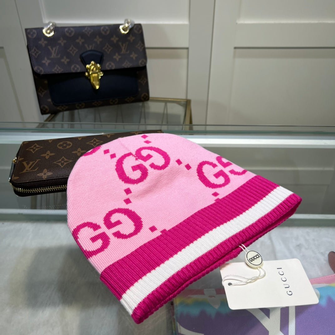 Gucci GG Jacquard Wool Knit Beanie | Luxury Designer Winter Hat - Serene