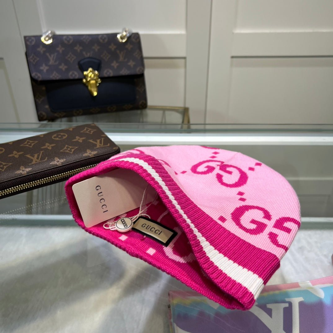 Gucci GG Jacquard Wool Knit Beanie | Luxury Designer Winter Hat - Serene