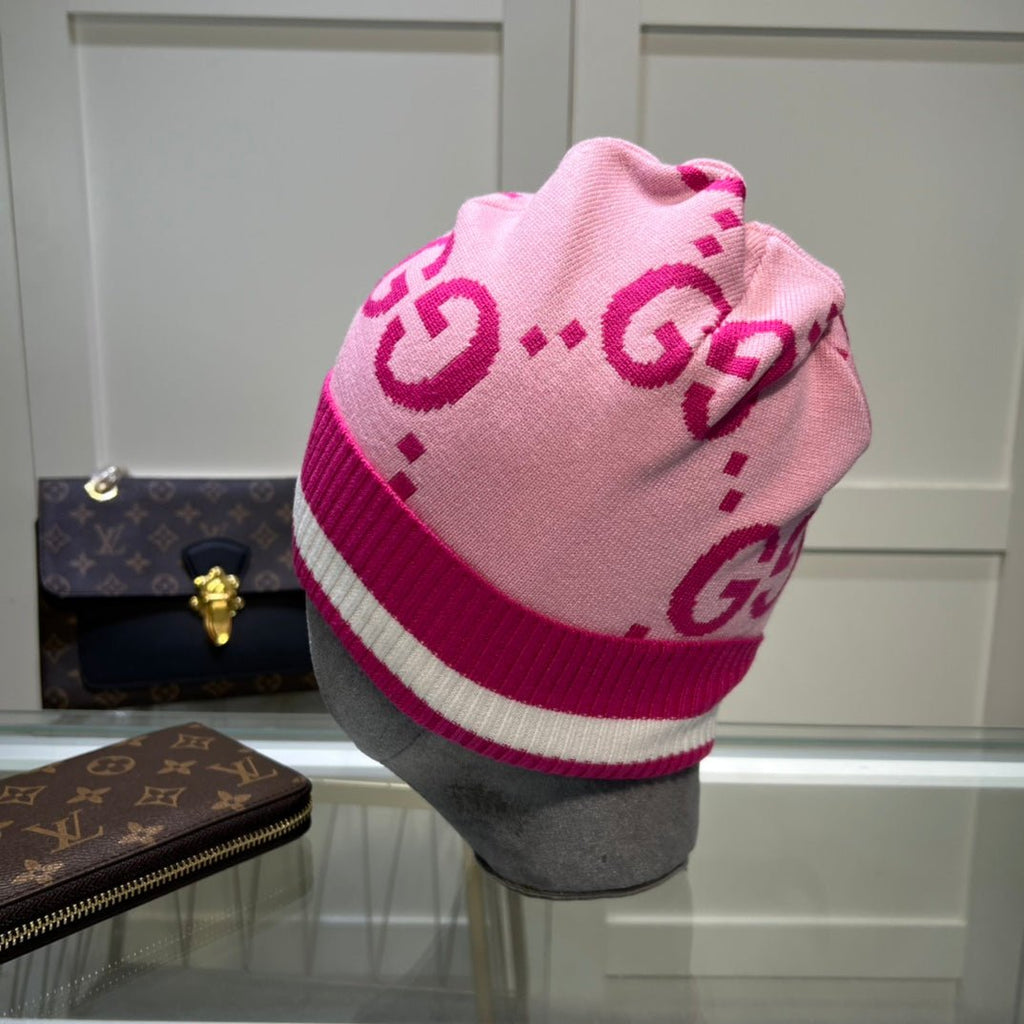 Gucci GG Jacquard Wool Knit Beanie | Luxury Designer Winter Hat - Serene