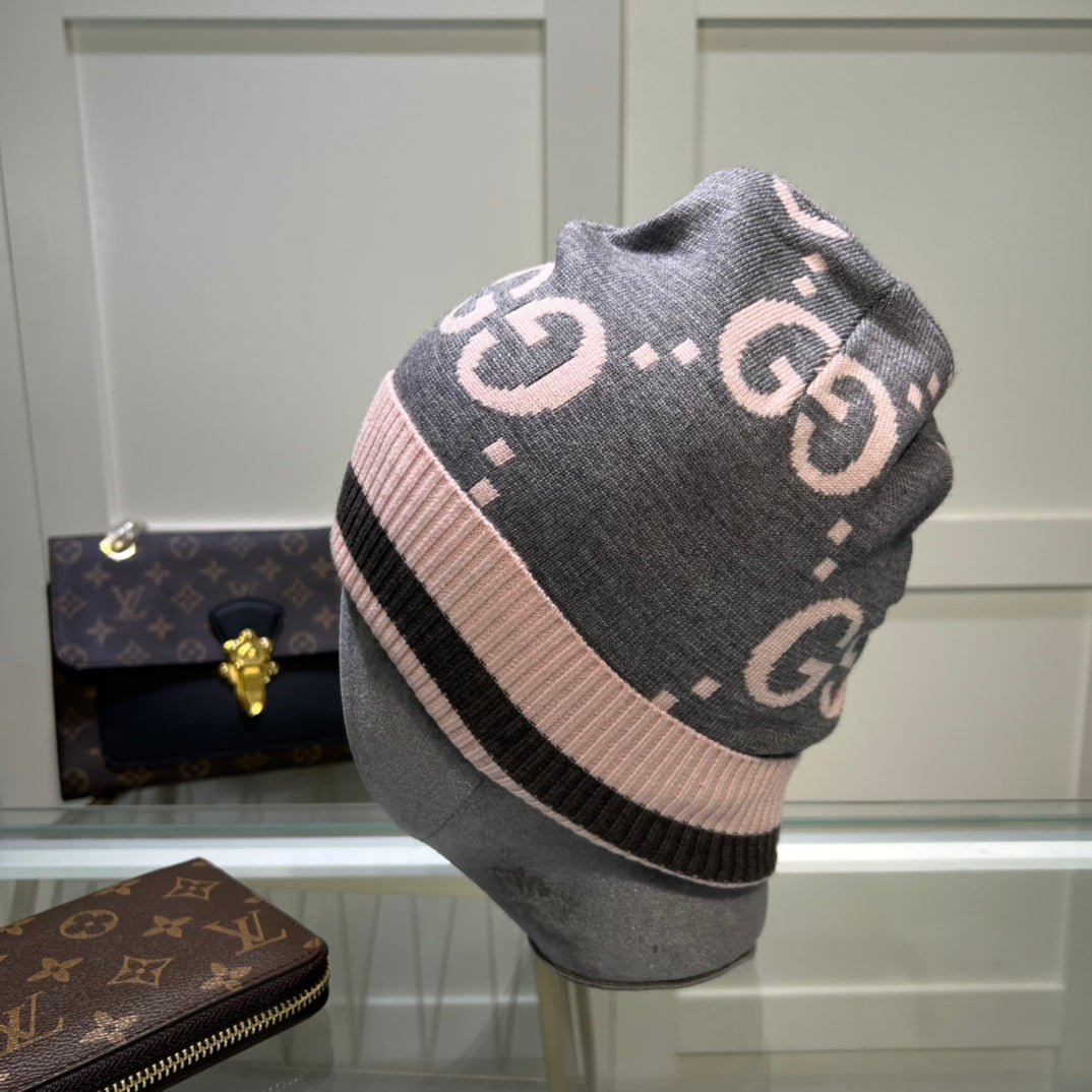Gucci GG Jacquard Wool Knit Beanie | Luxury Designer Winter Hat - Serene