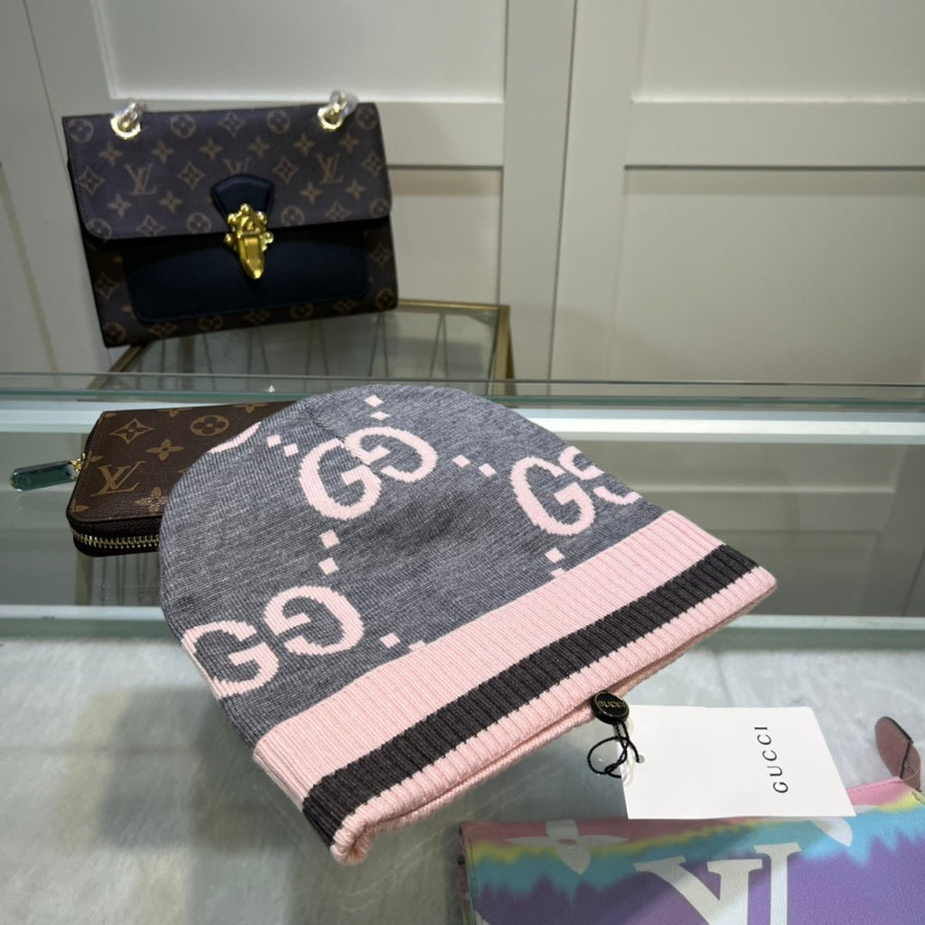 Gucci GG Jacquard Wool Knit Beanie | Luxury Designer Winter Hat - Serene