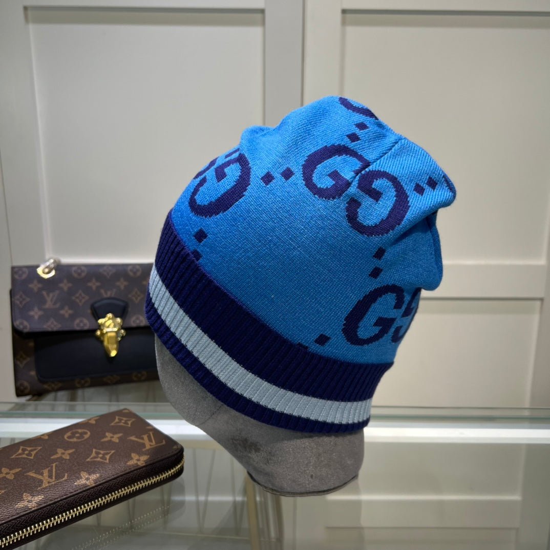 Gucci GG Jacquard Wool Knit Beanie | Luxury Designer Winter Hat - Serene