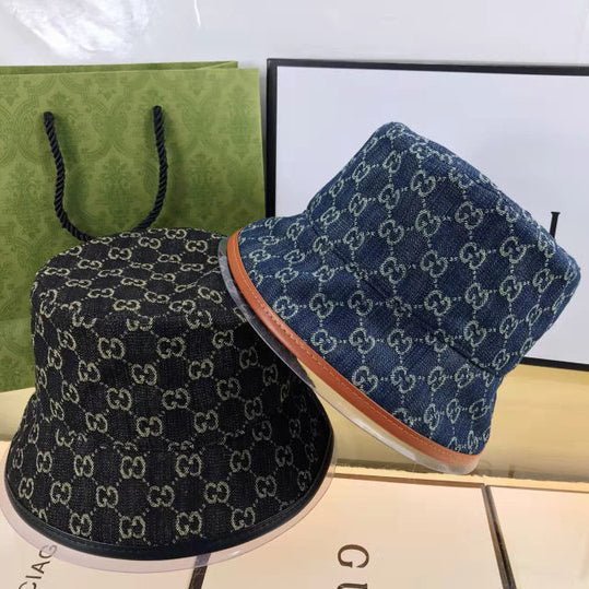 Gucci GG Monogram Premium Denim Bucket Hat for Men & Women - Serene