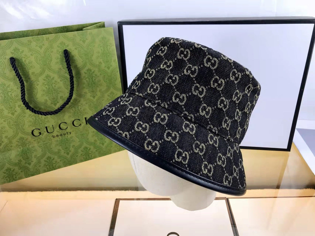 Gucci GG Monogram Premium Denim Bucket Hat for Men & Women - Serene