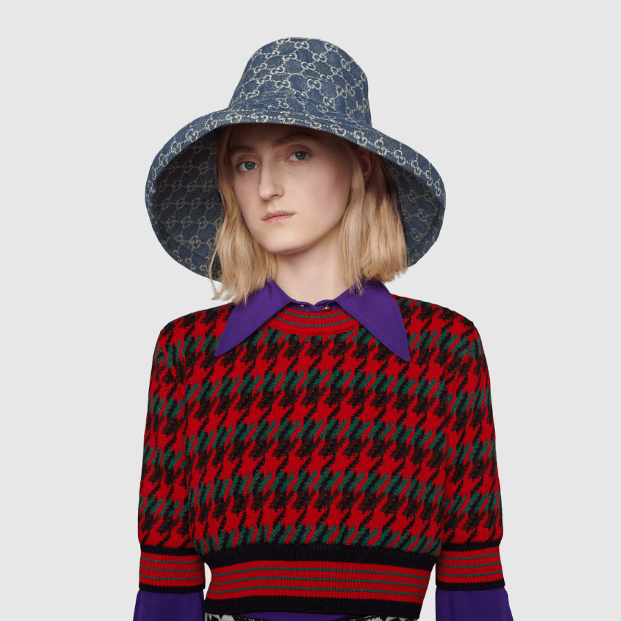 Gucci GG Monogram Wide Brim Denim Hat - Serene