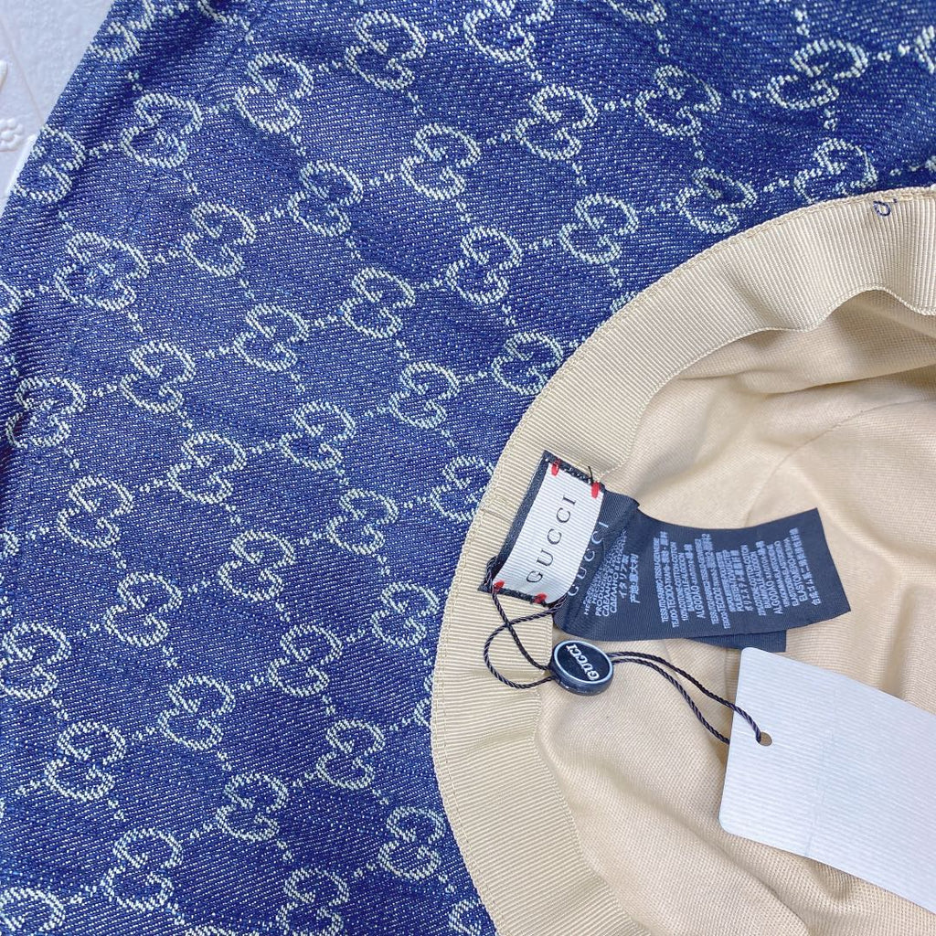 Gucci GG Monogram Wide Brim Denim Hat - Serene
