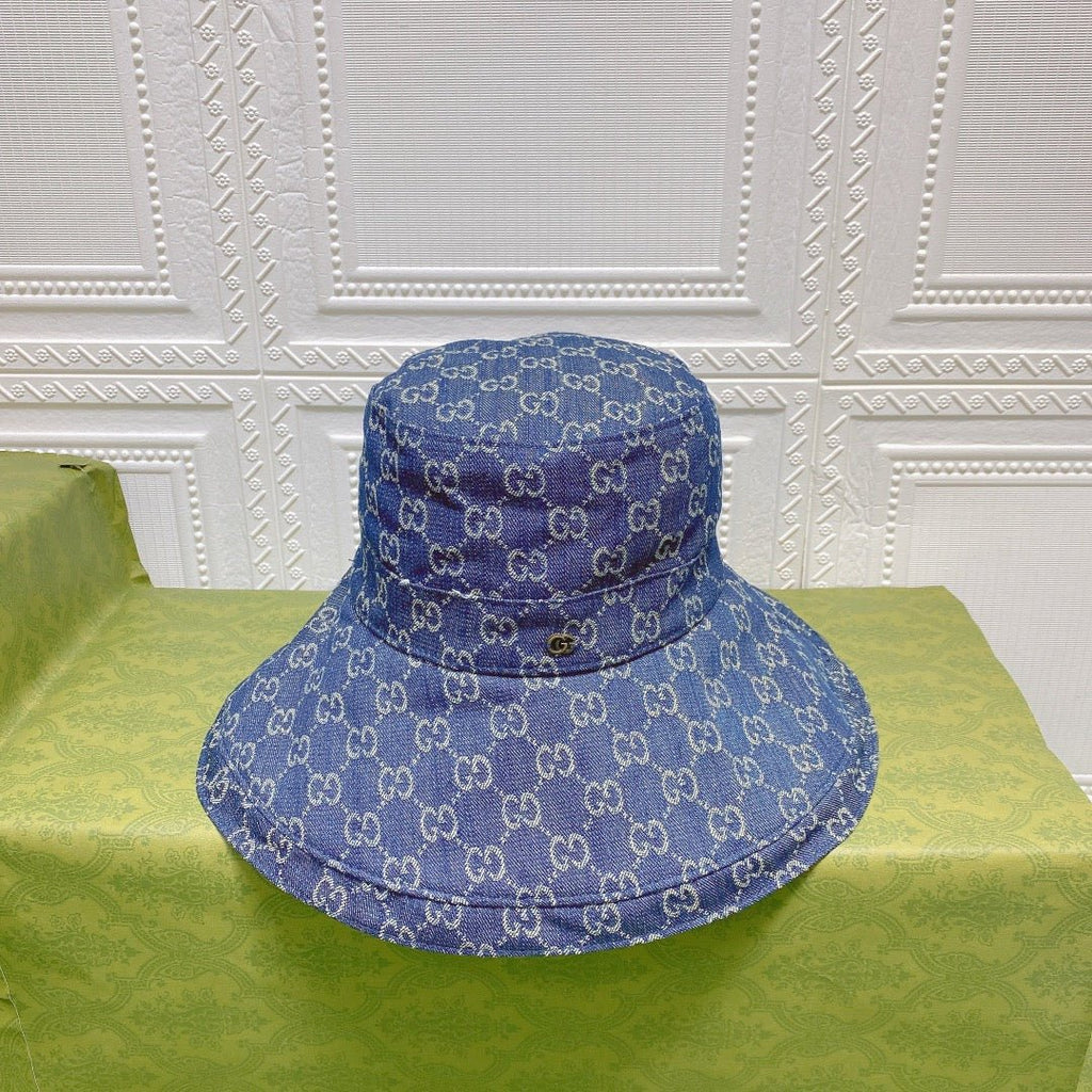 Gucci GG Monogram Wide Brim Denim Hat - Serene