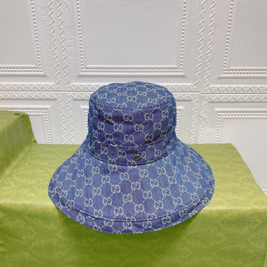 Gucci GG Monogram Wide Brim Denim Hat - Serene