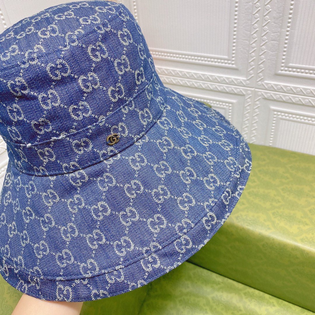Gucci GG Monogram Wide Brim Denim Hat - Serene