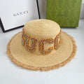 Gucci GG Raffia Frayed Edge Straw Sun Hat for Women | Luxury Designer Beach Hat - Serene