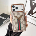 Gucci iPhone 18 Pro Case with Cardholder – Beige GG Monogram Leather - Serene