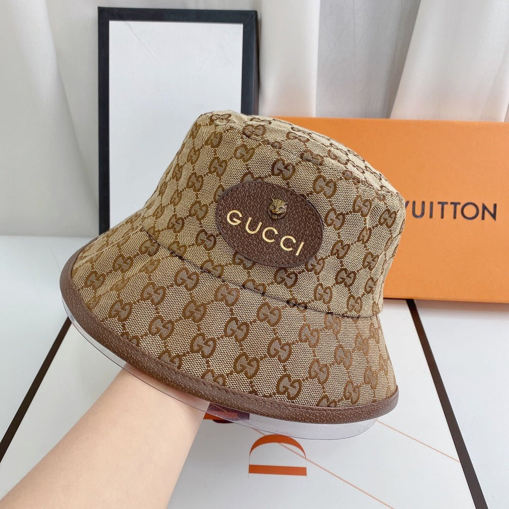 Gucci Tiger Head Embroidered Canvas Bucket Hat for Men & Women - Serene