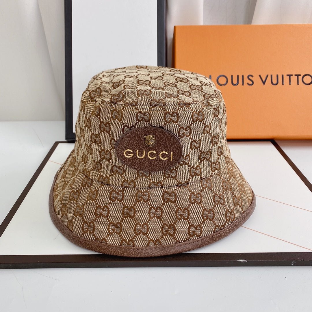 Gucci Tiger Head Embroidered Canvas Bucket Hat for Men & Women - Serene