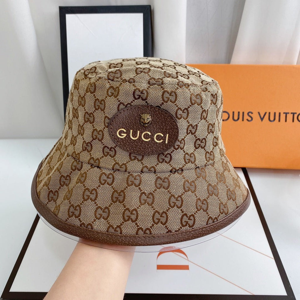 Gucci Tiger Head Embroidered Canvas Bucket Hat for Men & Women - Serene
