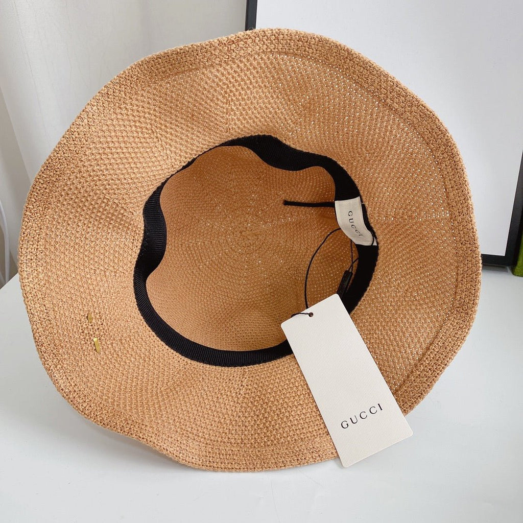 Gucci Wave Woven Ice Silk Hemp Bucket Hat for Men & Women | Luxury Designer Hat - Serene
