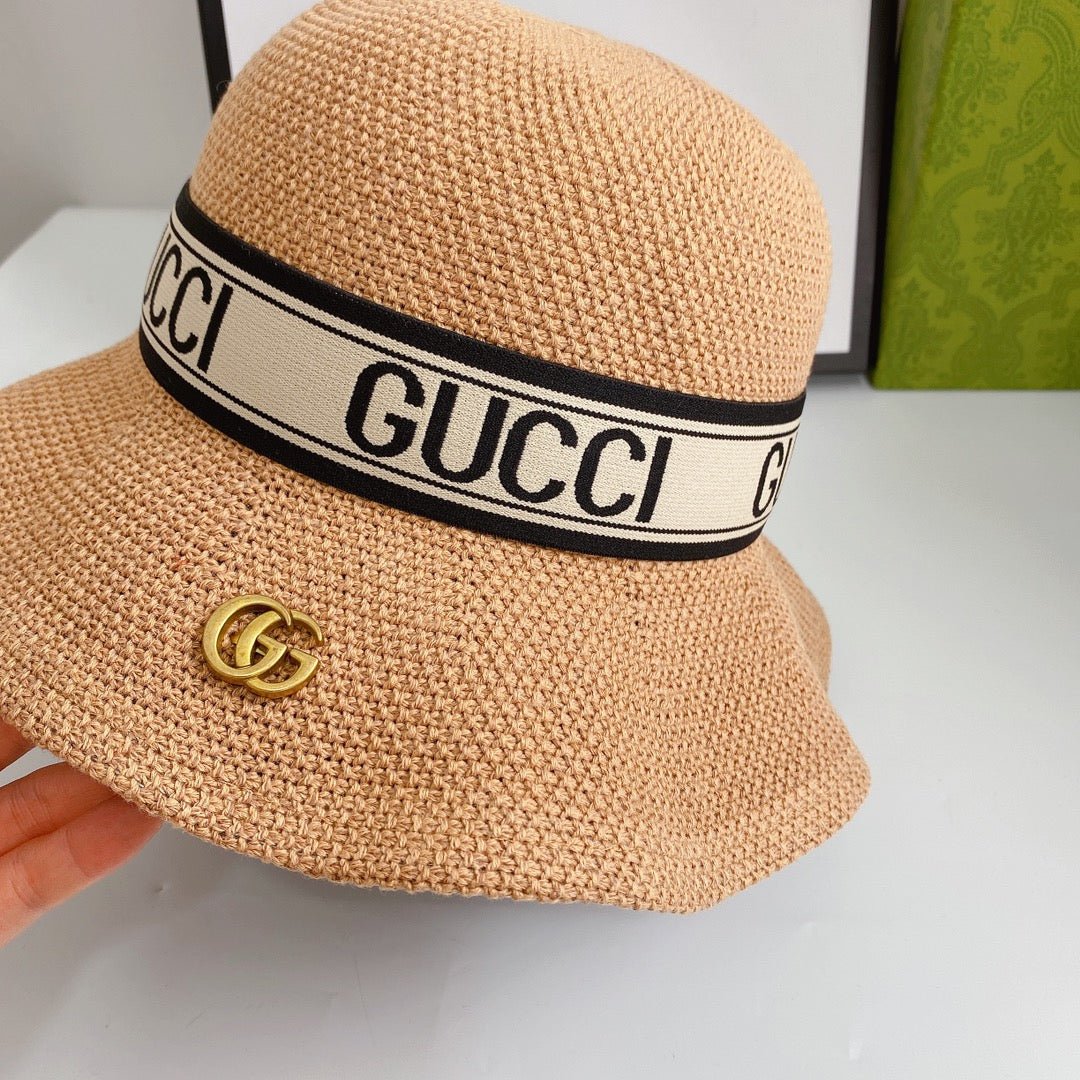 Gucci Wave Woven Ice Silk Hemp Bucket Hat for Men & Women | Luxury Designer Hat - Serene