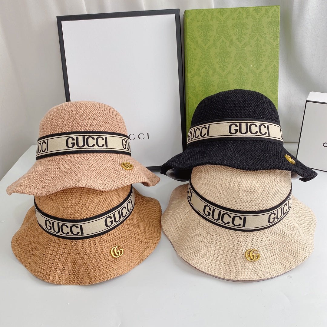 Gucci Wave Woven Ice Silk Hemp Bucket Hat for Men & Women | Luxury Designer Hat - Serene
