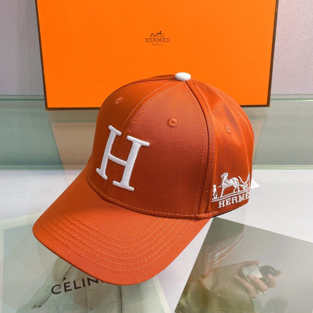 Hermès H Embroidered Cotton Baseball Cap - Serene