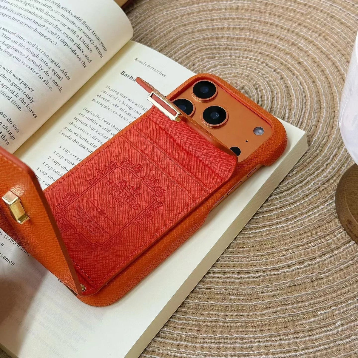 Hermès iPhone 17 Pro Max Case – Leather Hermes Phone Case With Card Holder - Serene