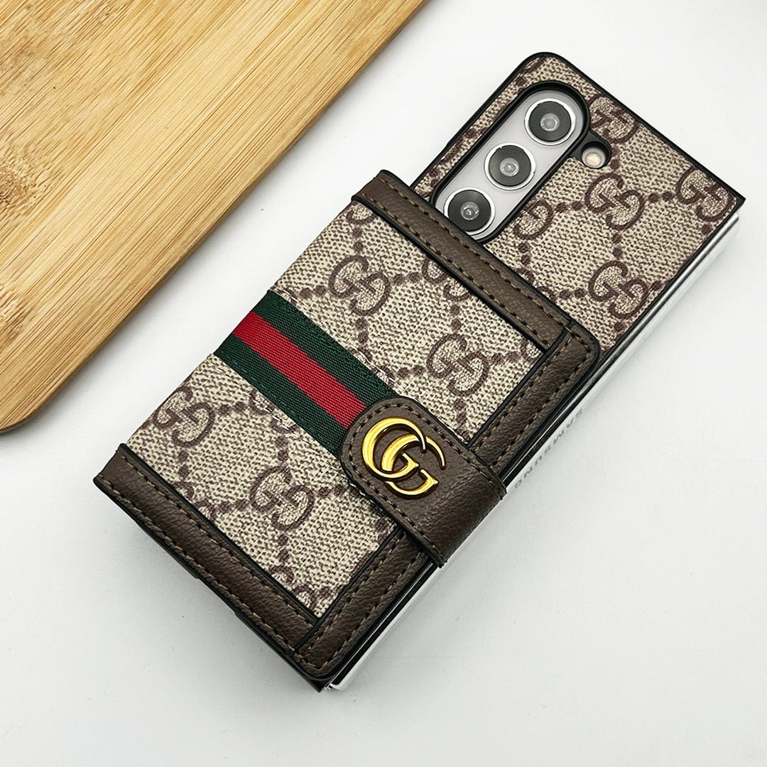 Leather Gucci Samsung Galaxy Z Fold 7 Case – Premium Luxury Fold Cover - Serene