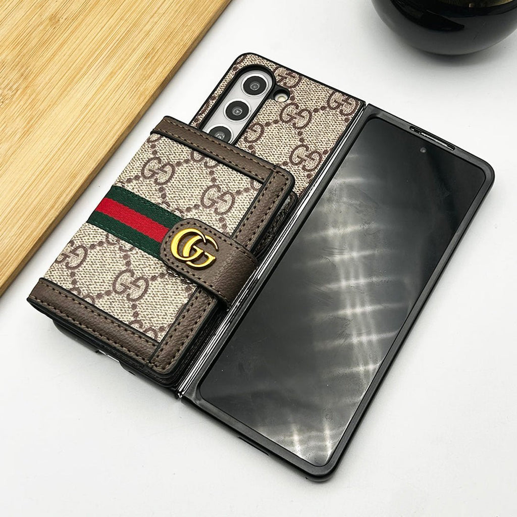 Leather Gucci Samsung Galaxy Z Fold 7 Case – Premium Luxury Fold Cover - Serene