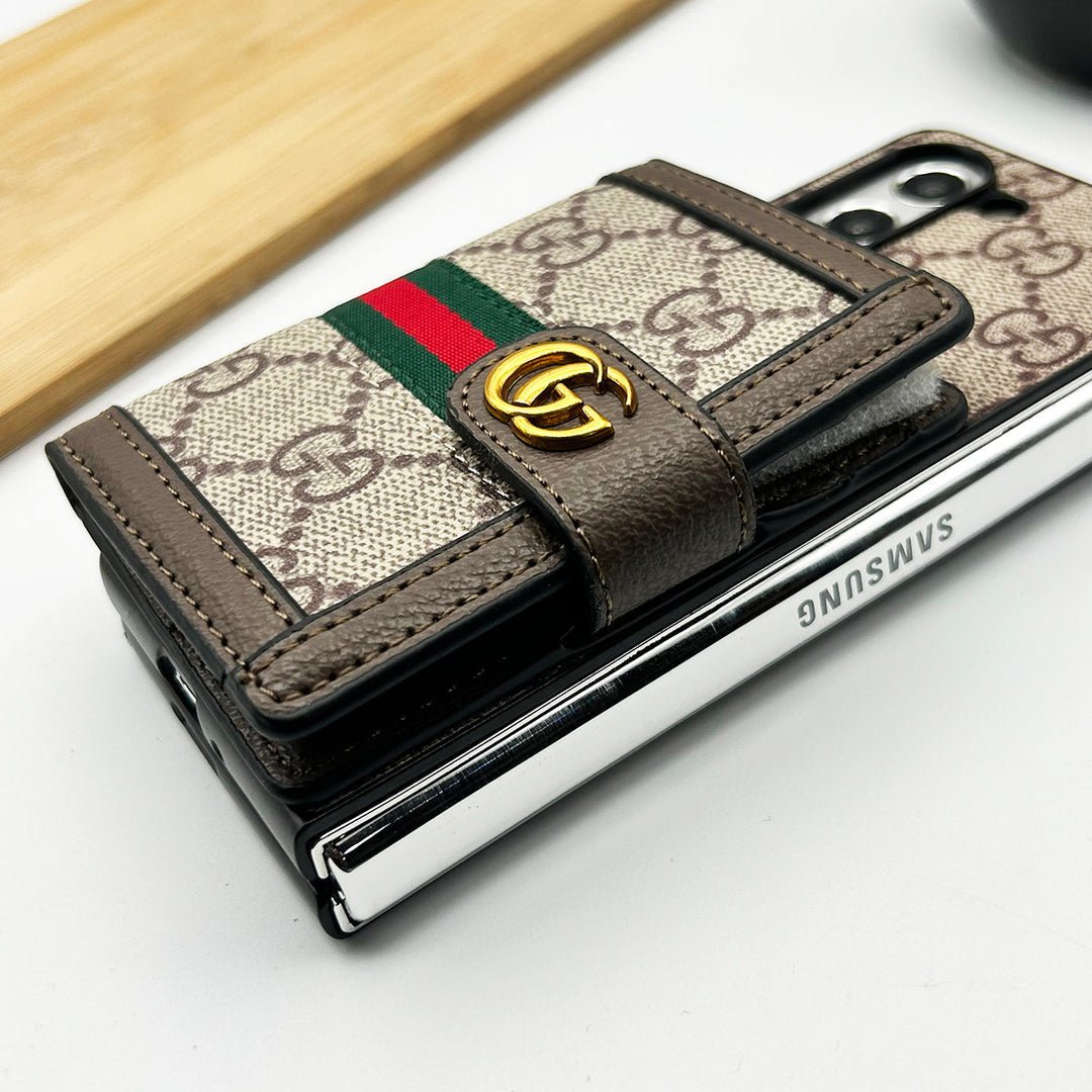 Leather Gucci Samsung Galaxy Z Fold 7 Case – Premium Luxury Fold Cover - Serene