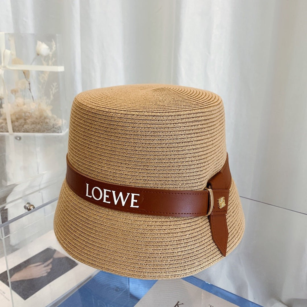 LOEWE Flat Top Raffia Bucket Hat | Luxury Designer Straw Summer Hat - Serene