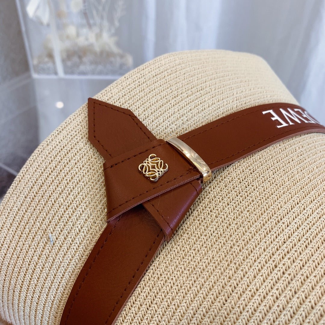 LOEWE Flat Top Raffia Bucket Hat | Luxury Designer Straw Summer Hat - Serene