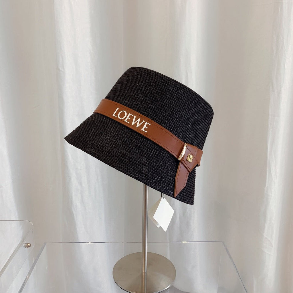 LOEWE Flat Top Raffia Bucket Hat | Luxury Designer Straw Summer Hat - Serene