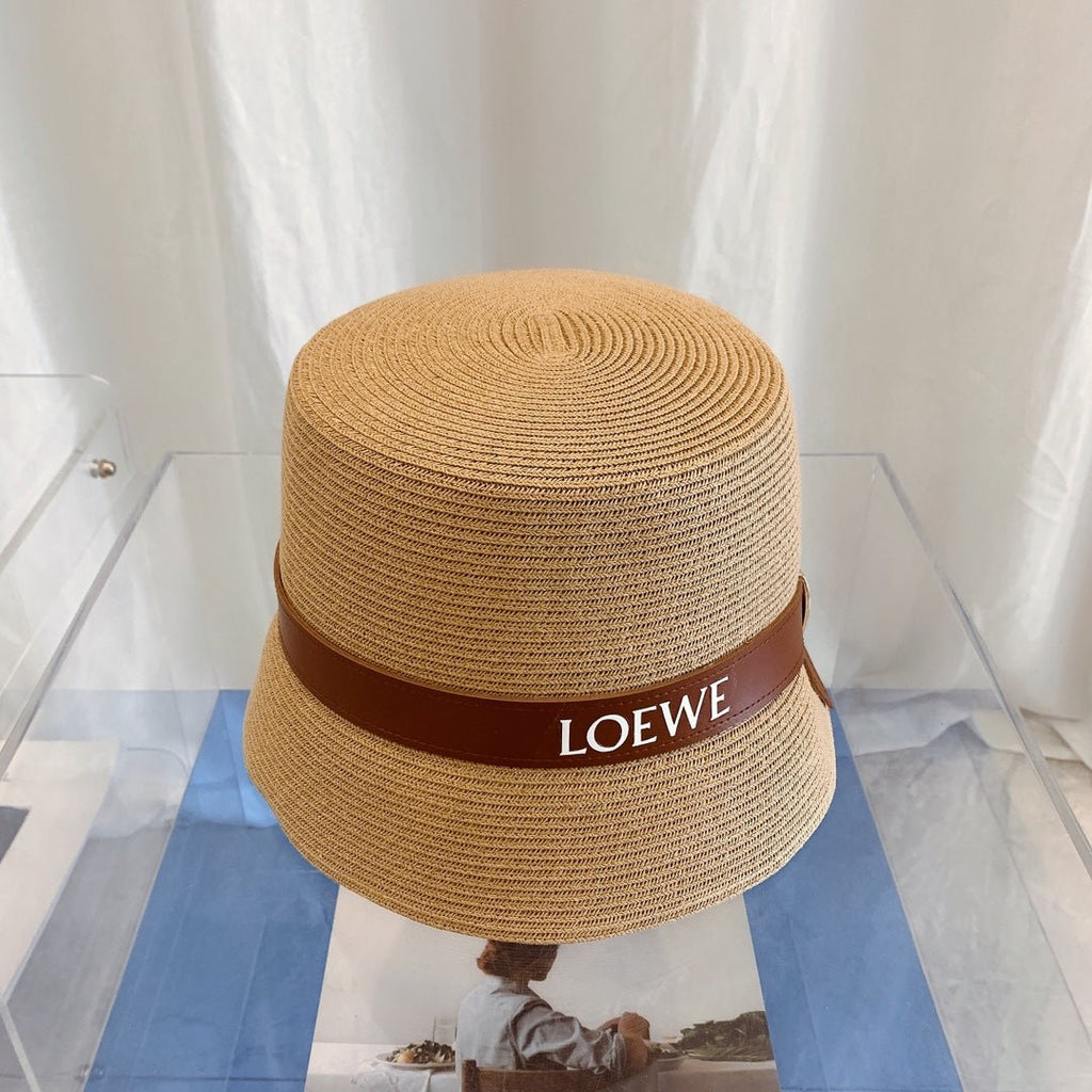 LOEWE Flat Top Raffia Bucket Hat | Luxury Designer Straw Summer Hat - Serene