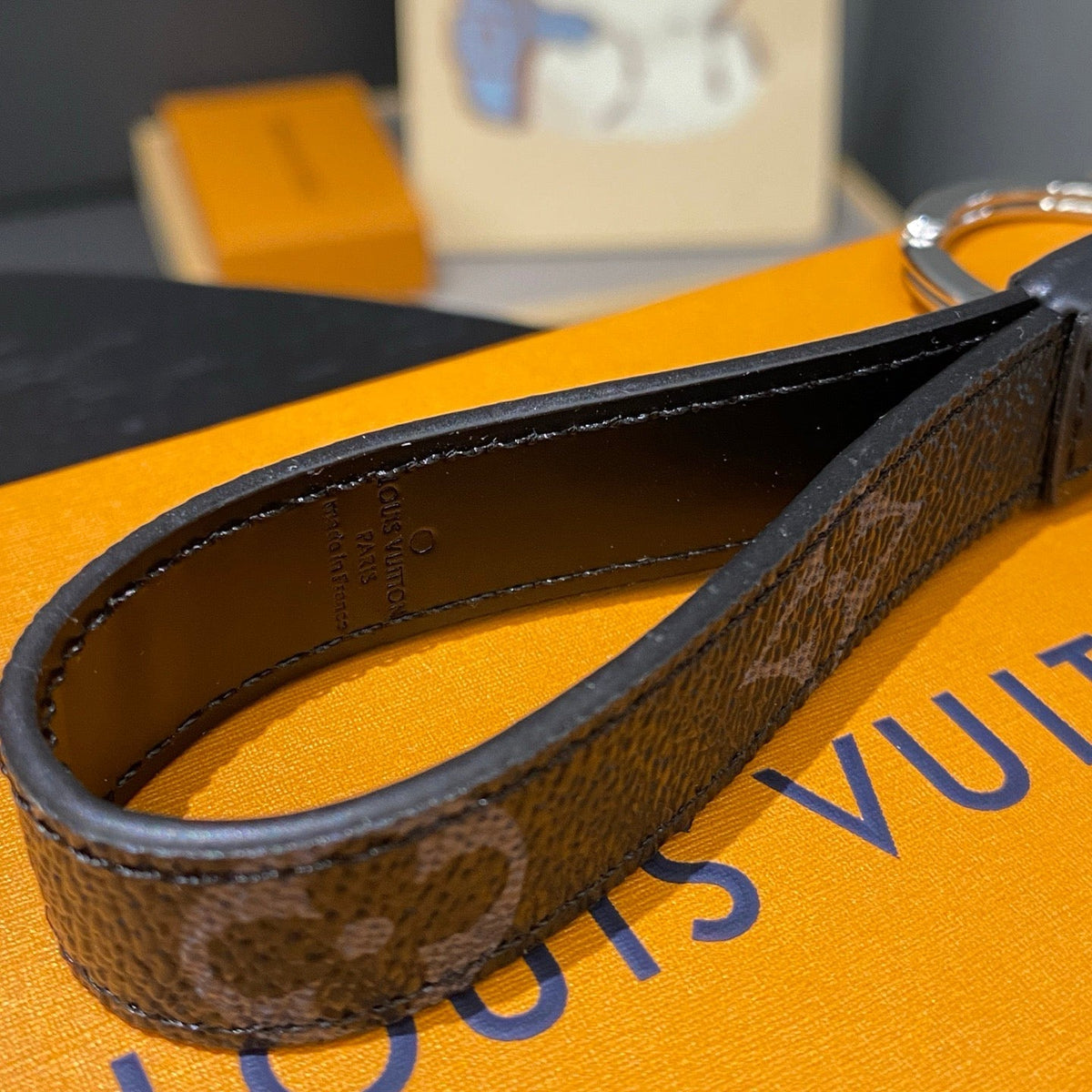 Louis Vuitton Black Monogram Leather Strap Keychain - Serene