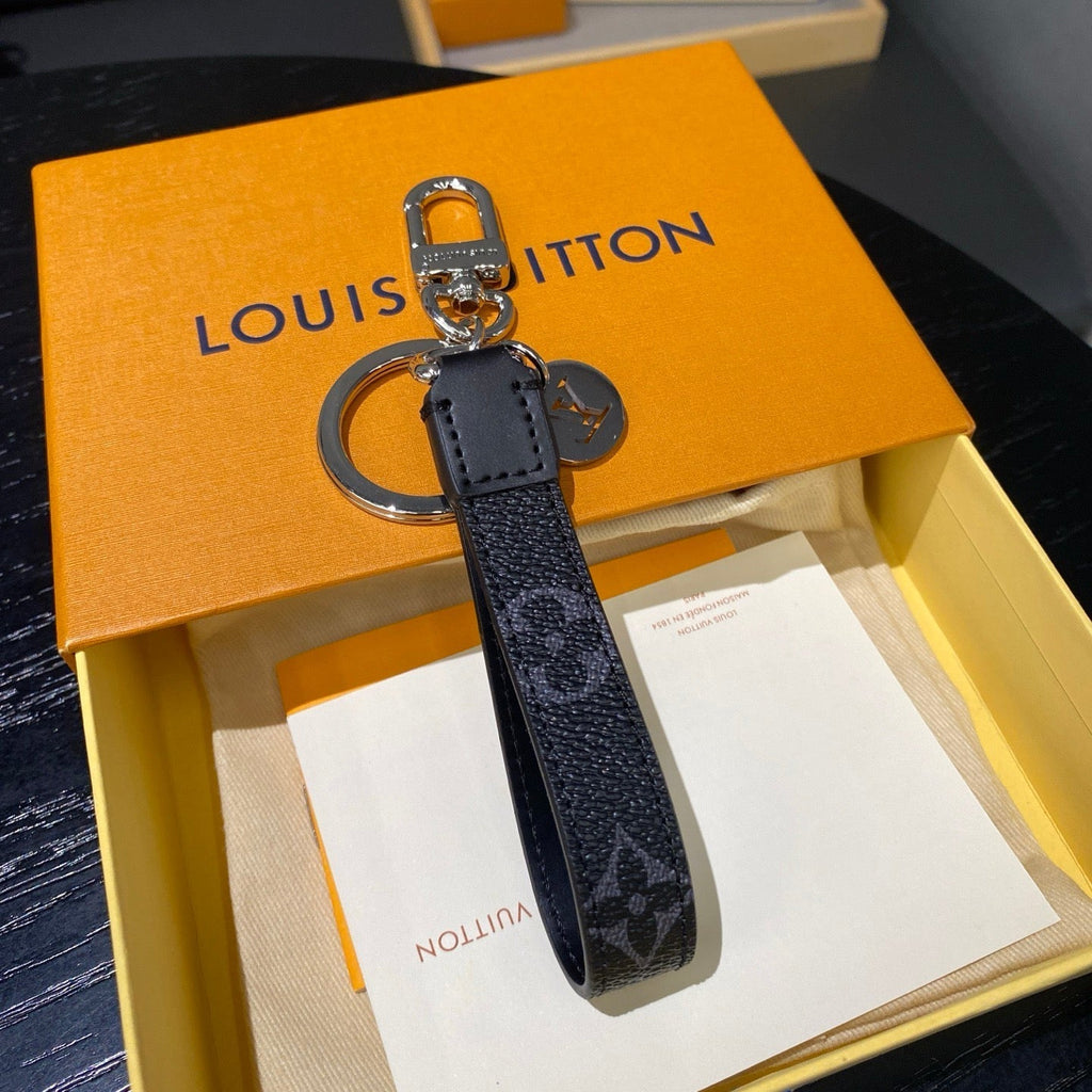 Louis Vuitton Black Monogram Leather Strap Keychain - Serene