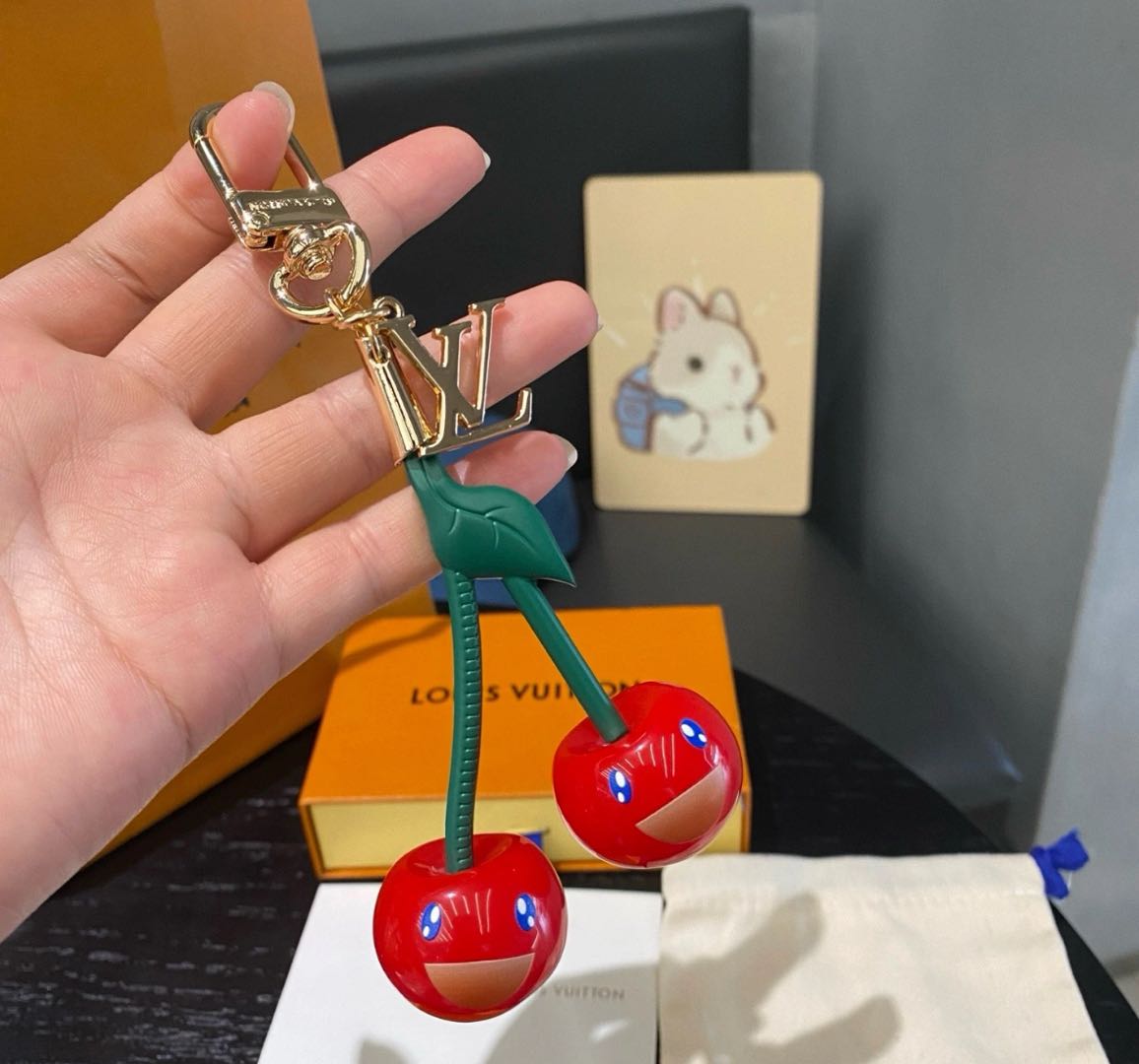 Louis Vuitton Cherry Monogram Bag Charm Keychain - Serene