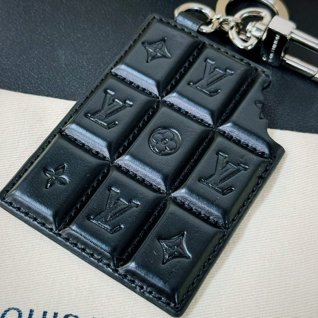 Louis Vuitton Damier Leather Chocolate Keychain | Luxury Designer Bag Charm & Car Key Holder - Serene