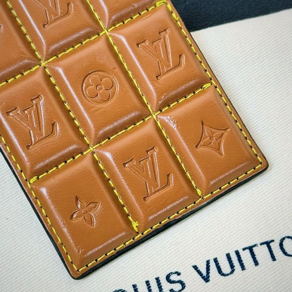 Louis Vuitton Damier Leather Chocolate Keychain | Luxury Designer Bag Charm & Car Key Holder - Serene