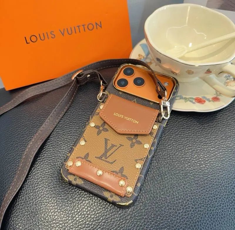 Louis Vuitton iPhone 18 Pro Case Crossbody – LV Strap Wallet Cover - Serene
