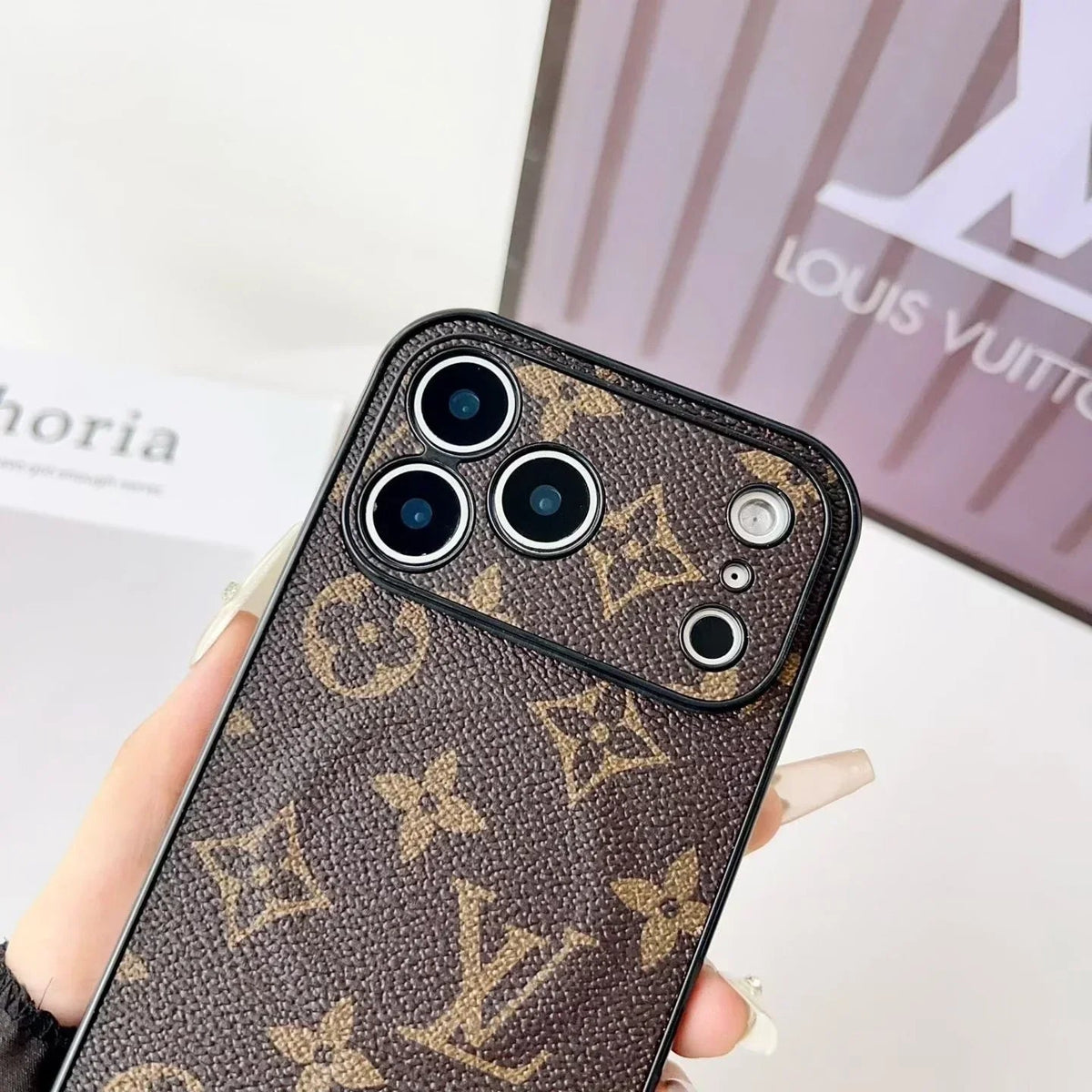 Louis Vuitton iPhone 18 Pro Case MagSafe – Classic Monogram Leather Brown - Serene