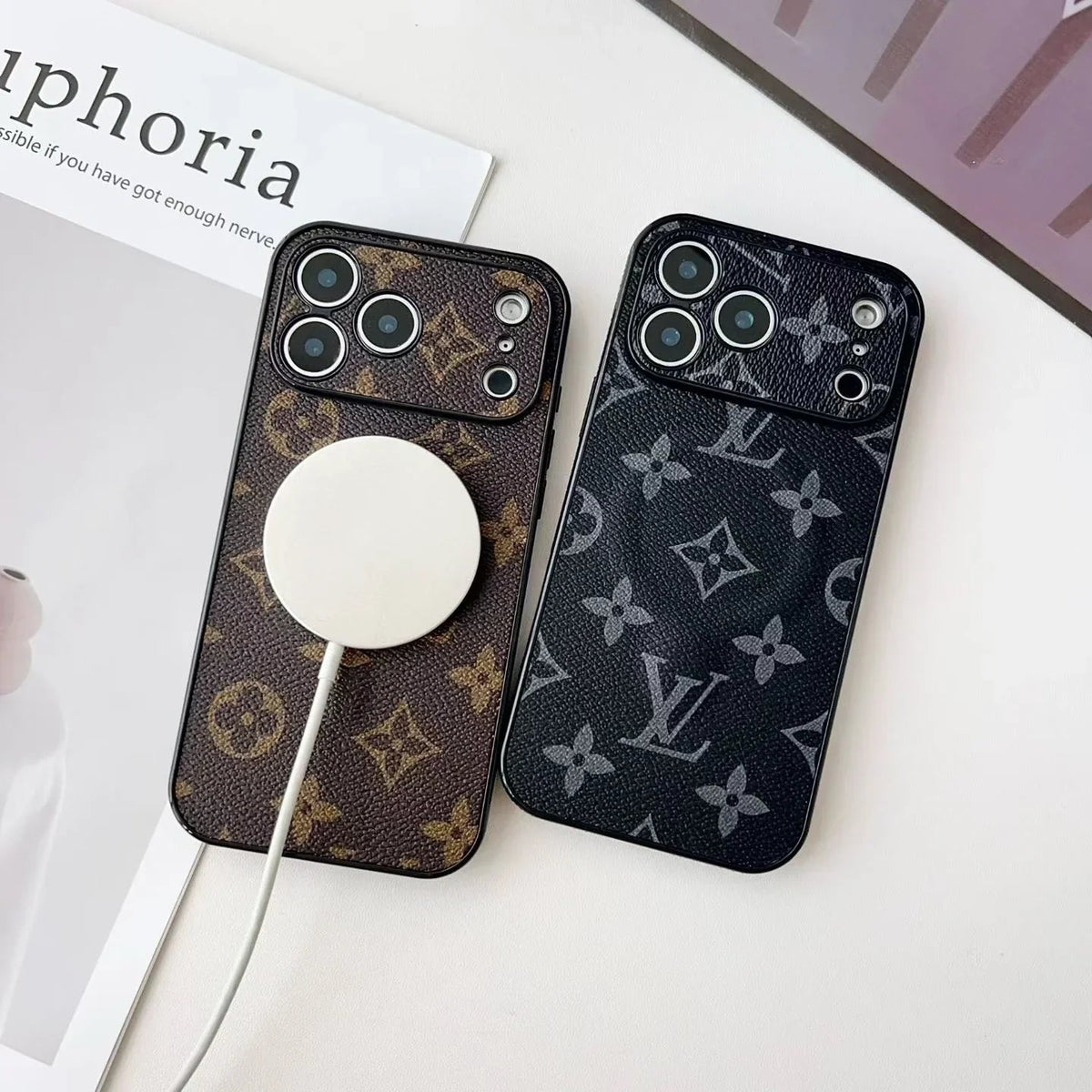 Louis Vuitton iPhone 18 Pro Case MagSafe – Classic Monogram Leather Dark - Serene