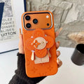 Louis Vuitton iPhone 18 Pro Case MagSafe Leather with Flower Grip – Orange - Serene
