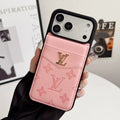 Louis Vuitton iPhone 18 Pro Case with Card Holder – Pink Classic Monogram Leather - Serene