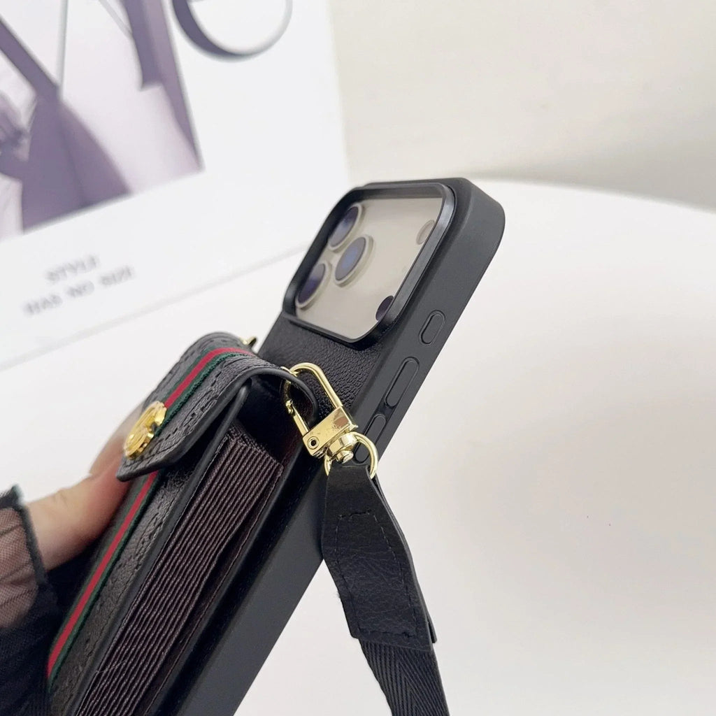 Louis Vuitton iPhone 18 Pro Case with Card Holder & Strap – Monogram Leather Wallet - Serene