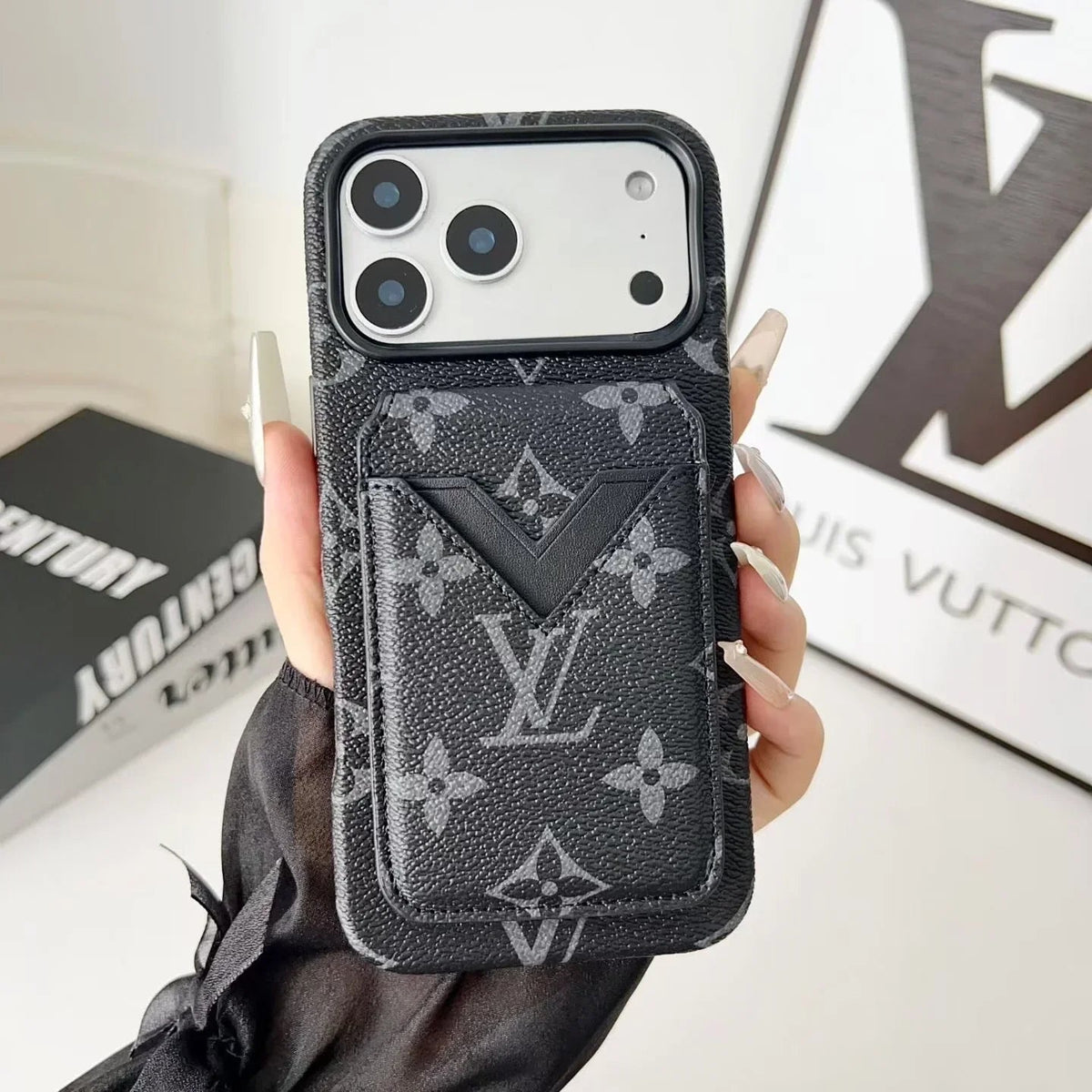 Louis Vuitton iPhone 18 Pro Case with Cardholder – Denim Blue Monogram Leather - Serene