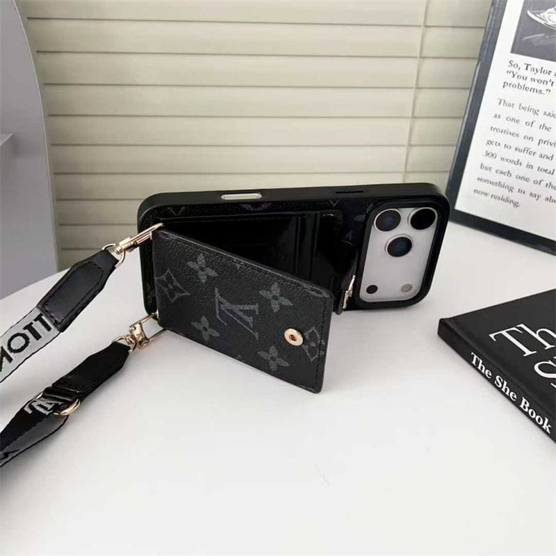 Louis Vuitton iPhone 18 Pro Crossbody Card Holder Case – Luxury Designer Cover - Serene
