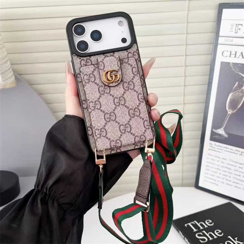 Louis Vuitton iPhone 18 Pro Crossbody Card Holder Case – Luxury Designer Cover - Serene