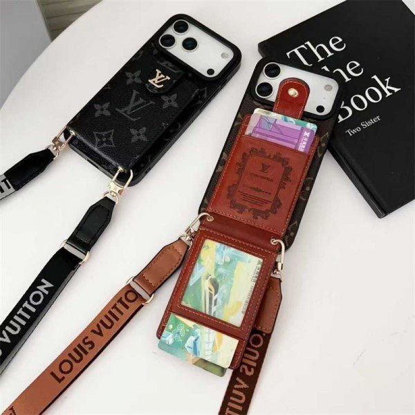 Louis Vuitton iPhone 18 Pro Crossbody Card Holder Case – Luxury Designer Cover - Serene