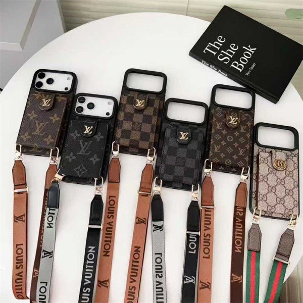 Louis Vuitton iPhone 18 Pro Crossbody Card Holder Case – Luxury Designer Cover - Serene